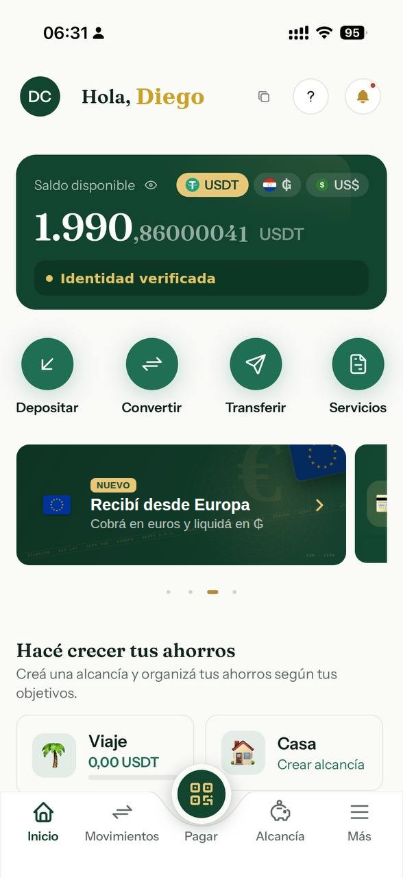 Pantalla de inicio de la app GEX